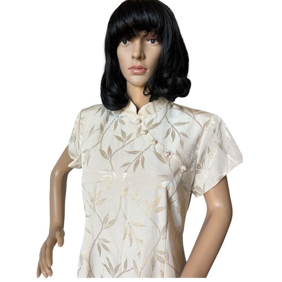 NWT Vintage ivory Brocade Cheongsam Dress from J.R. Nites by Caliente Size 10 P - Picture 11 of 17